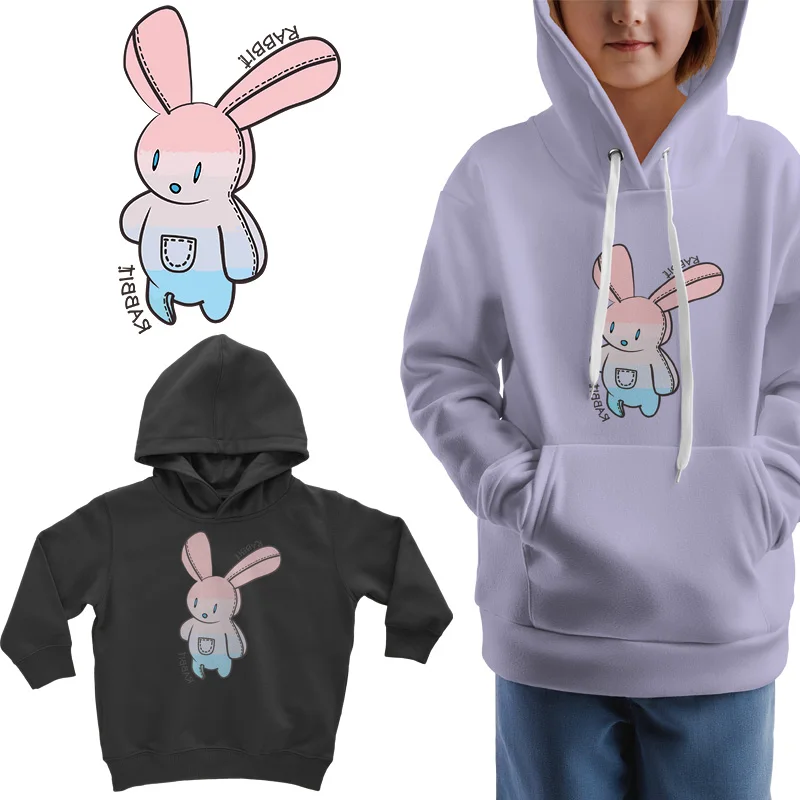 Iron on Transfer colorful graffiti bear rabbit cat Heat-sensitive Patches Application Stripes on Kids Clothes ironing Printing