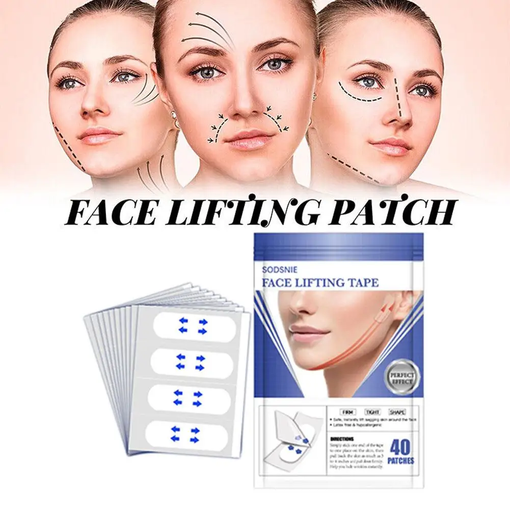 40 pezzi nastro per il Lifting del viso impermeabile V nastro adesivo per il trucco del viso invisibile traspirante Lift Face Sticker Lifting stringere il mento