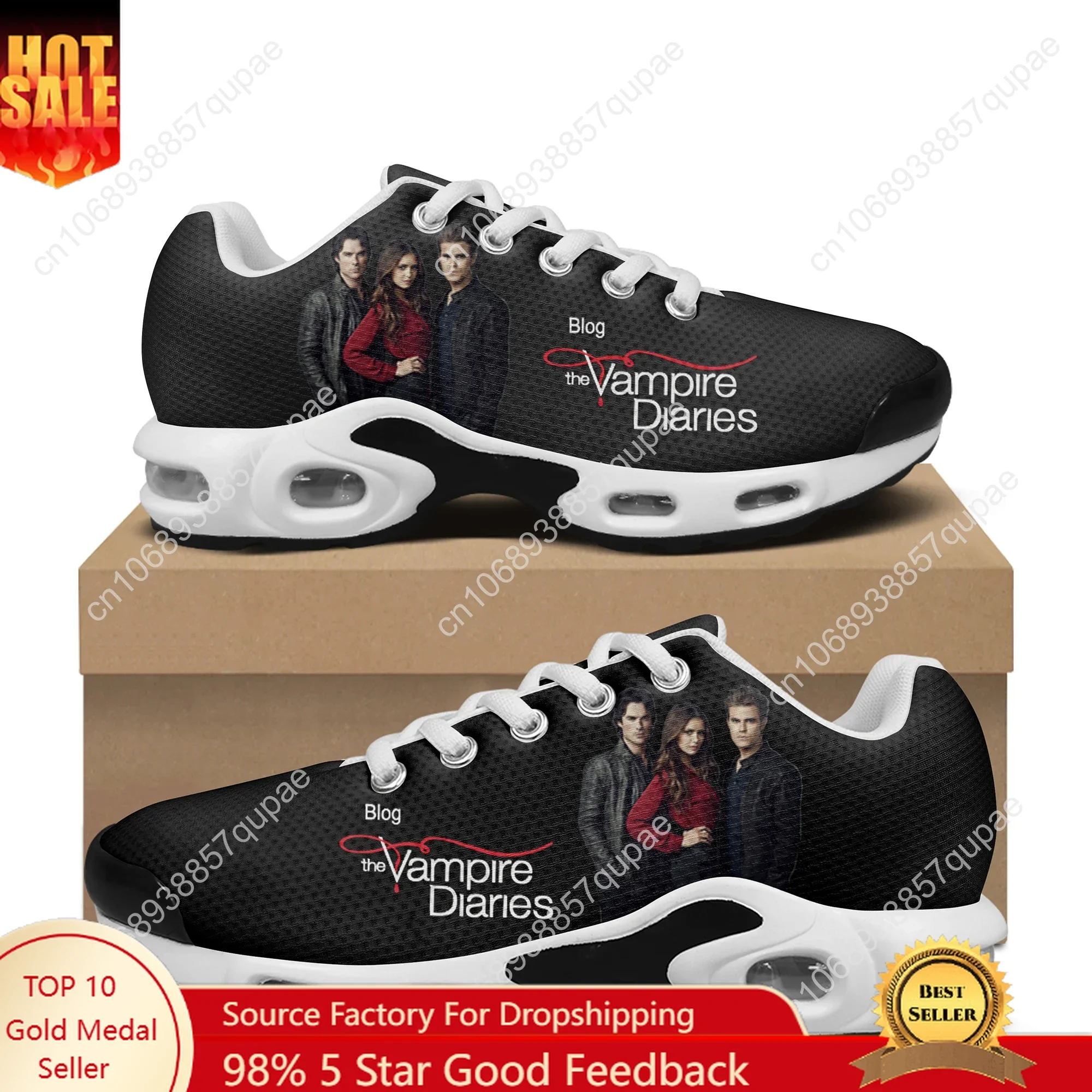 Zapatillas de deporte con cojín de aire The Vampire Diaries Damon Salvatore para hombres y mujeres, zapatos deportivos ligeros para adolescentes, zapatillas de deporte de malla de ocio personalizadas