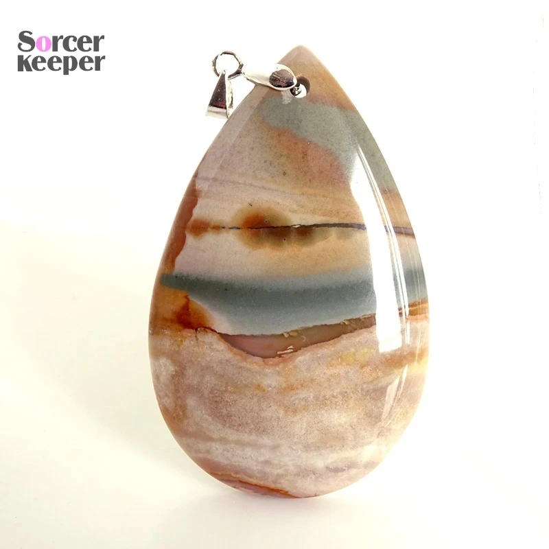 Women Men Pendant Water Drop Real Natural Picasso Jasper Stone Beads For Jewelry Making DIY Polar Jades Necklace Material AA015