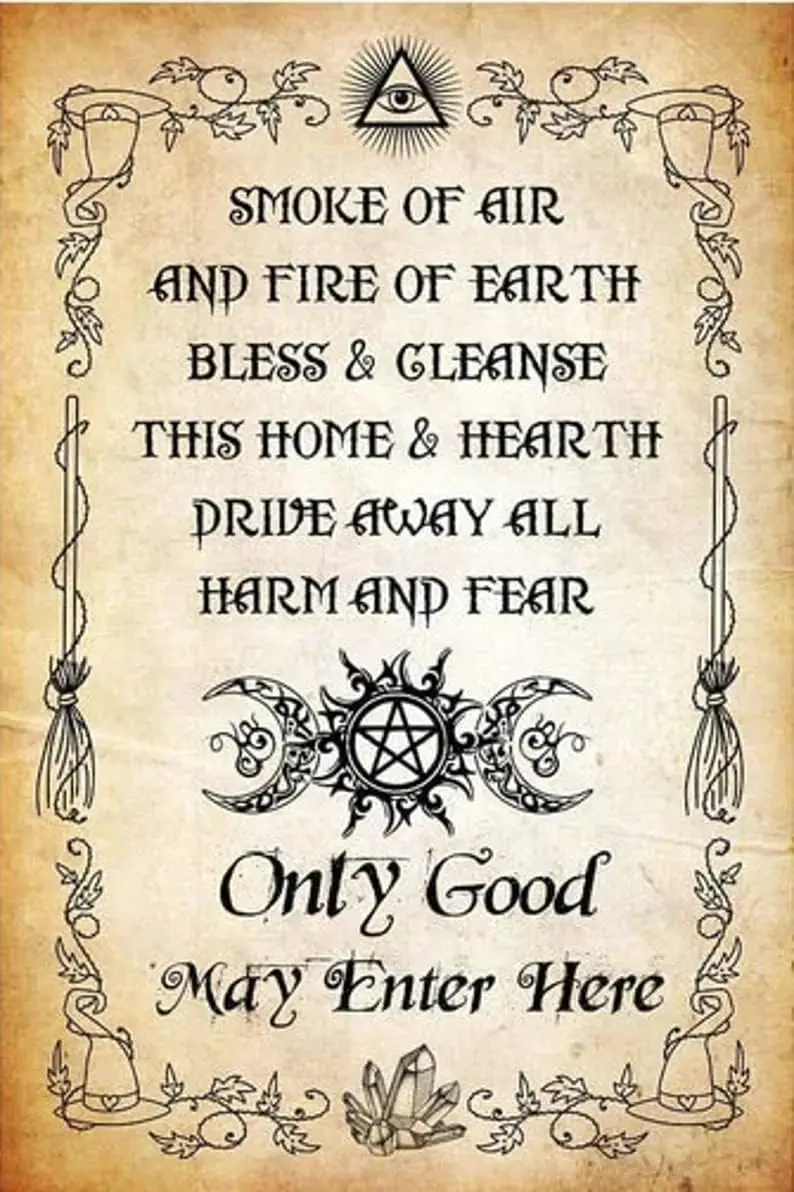 Y1,Blessing Only Good May Enter Here Wiccan Blessing Wicca Prayer Tin Sign Metal Wall Art Iron Painting for Home Decor Room Door