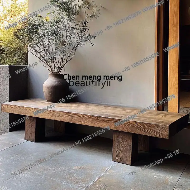 

Solid wood bench old retro shopping mall clothing store rest shoe changing stool B & B TV cabinet creative stool H H