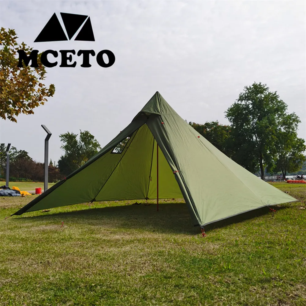 MCETO Outdoor Pyramid Tent Ultralight 210T Backpacking Canopy With Chimney Hole Camping  Equipment