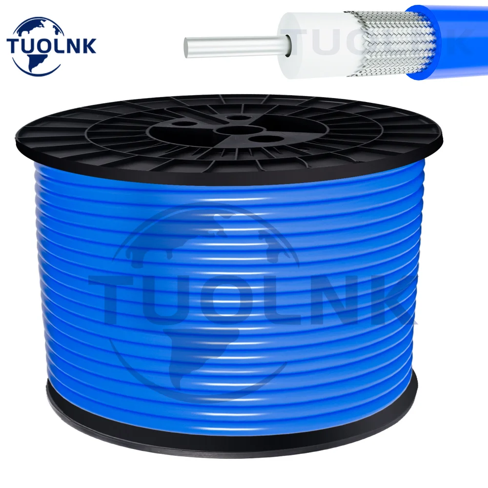 Cable coaxial RG402 Cable coaxial semiflexible de 50 ohmios con tubo de cobre estañado Chaqueta FEP azul 0.141 Cable flexible semirrígido