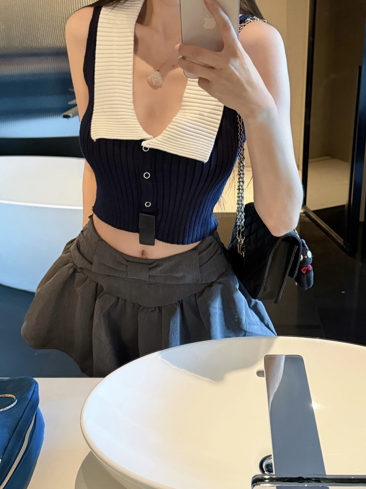 

Женский летний укороченный топ Pure Desire Knitted Svel Vest с цветовыми блоками, корейский повседневный стиль, для стройности фигуры