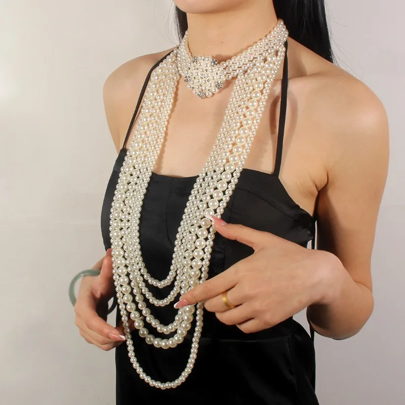 

Новинка: Ожерелье с цветком из страз и жемчуга – Длинная цепочка для свитера, оптовая продажа женских модных украшений