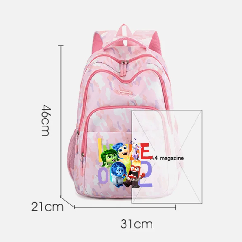 Inside Out 2 Kids Backpack Large Capacity Joy Sadness Anxiety Primary Schoolbag Cartoon Boy Girls Book Bags Cute Study Gifts