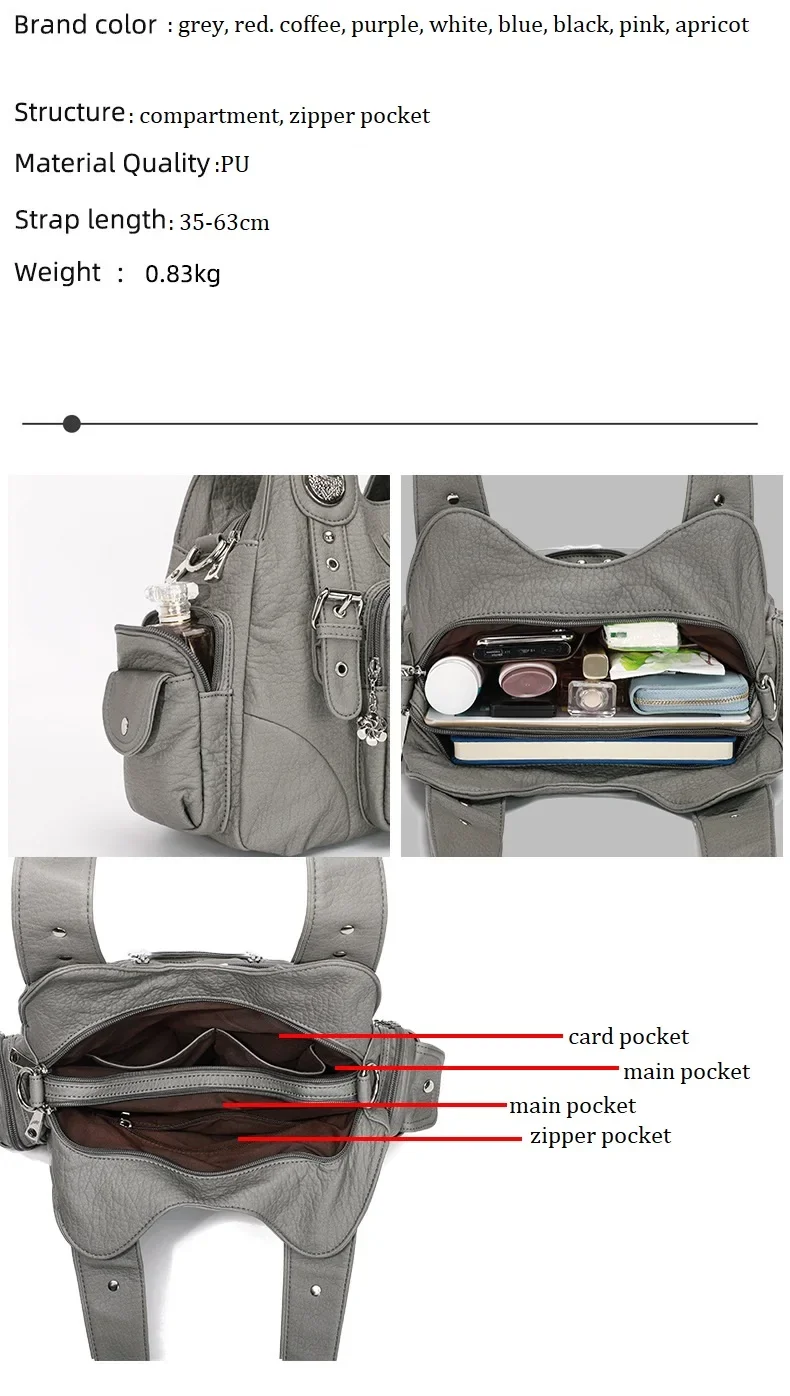 Damenhandtaschen, schwarze Vintage-Umhängetaschen, modische PU-Handtasche, Angel Kiss, Damen-Satchel, große Umhängetasche, feminina. – Detail 3