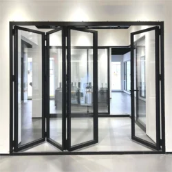 Sixinalu 1.8mm Thermal Break Aluminum Profile Alloy Frame Accordion Door Custom-made Double-glazed Tempered Glass Folding Door