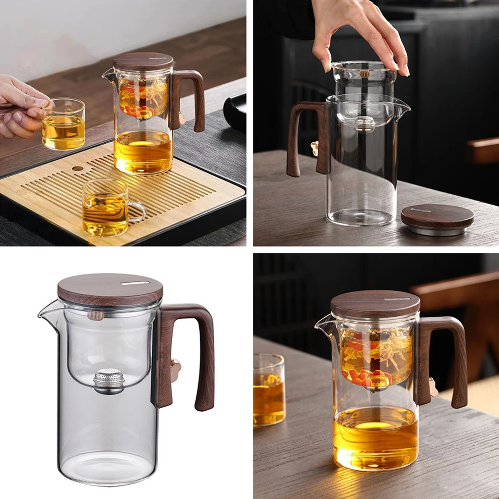 

Heat Resistant Glass Teapot One-click Filtering Tea Pot Tea Water Separation Filter Tea Maker Office Home White Grey Teaware Set