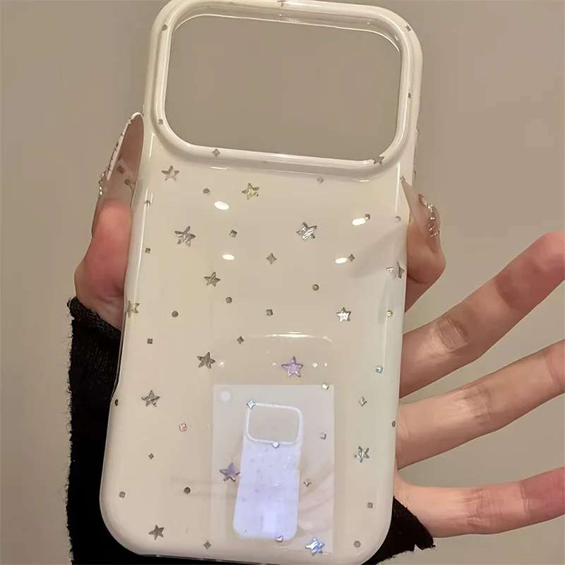 Fashion White Little Star Vortex Pattern Silicone Phone Case For iPhone 11 12 13 14 15 16 17 18 Pro Max XS XR X 7 8 Plus Cover