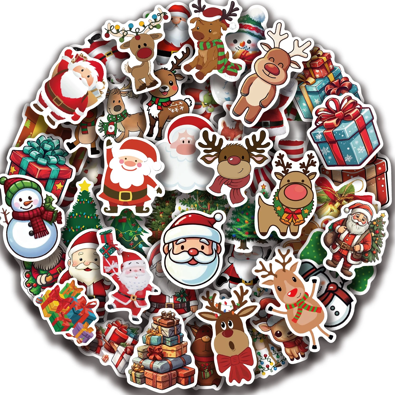 50pcs Cute Christmas PVC Sticker Aesthetic Children's Decoration Scrapbooking Stationery Hand Accounting Supplies for Kids