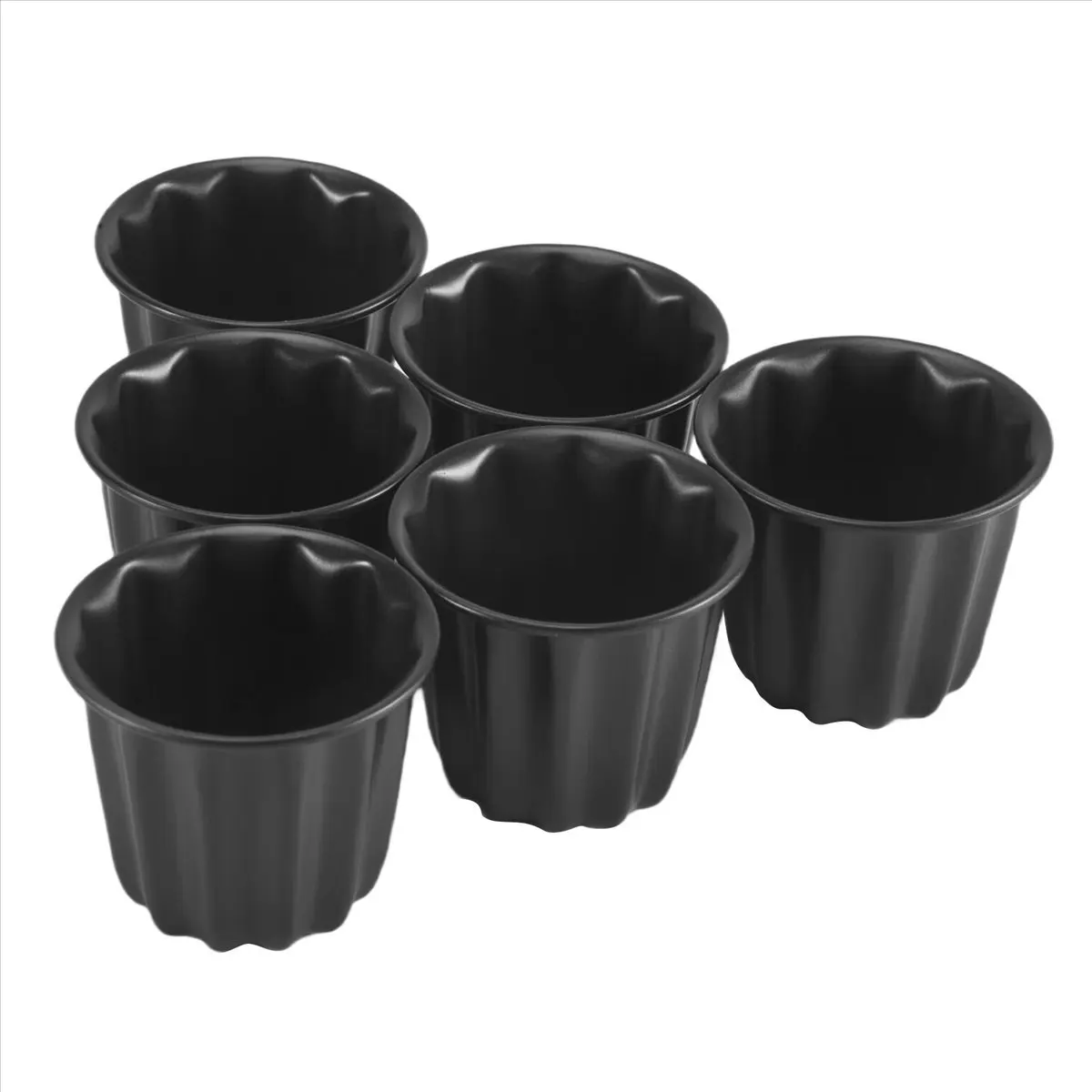 

MALL Canele Mold, Cannele Muffin Cup, 6Pcs Non-Stick Cannele Mould Gray-Black Canneles