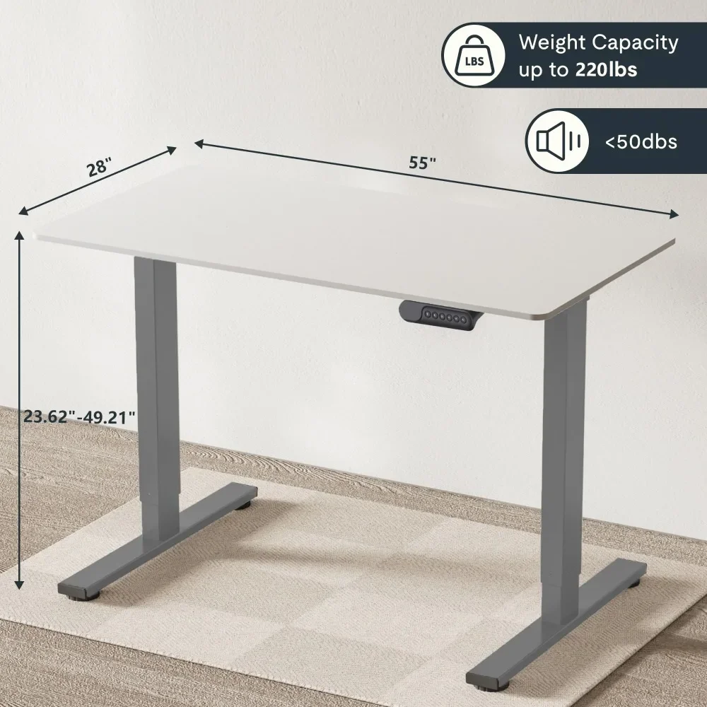 โต๊ะคอมพิวเตอร์,มอเตอร์คู่ 3 ขั้นตอนปรับความสูงโต๊ะคอมพิวเตอร์โฮมออฟฟิศ,55X28 นิ้ว,โต๊ะยืนไฟฟ้า