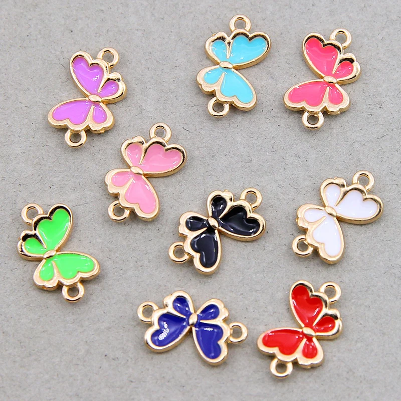 10Pcs 10*18mm KC Gold Plated Enamel Butterfly Charms Pendants for Necklace Jewelry Making Bracelet DIY Handmade Craft