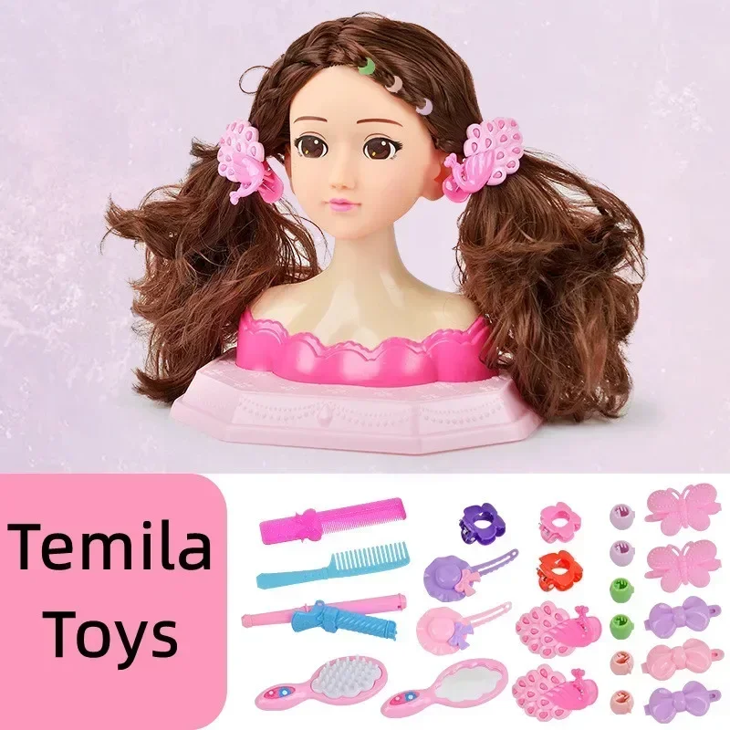

Funny Children Head Model Simulation Barber Makeup Artist Makeup Hairstyle Beauty Half Body Doll Toy Play House Toys Girls Gift
