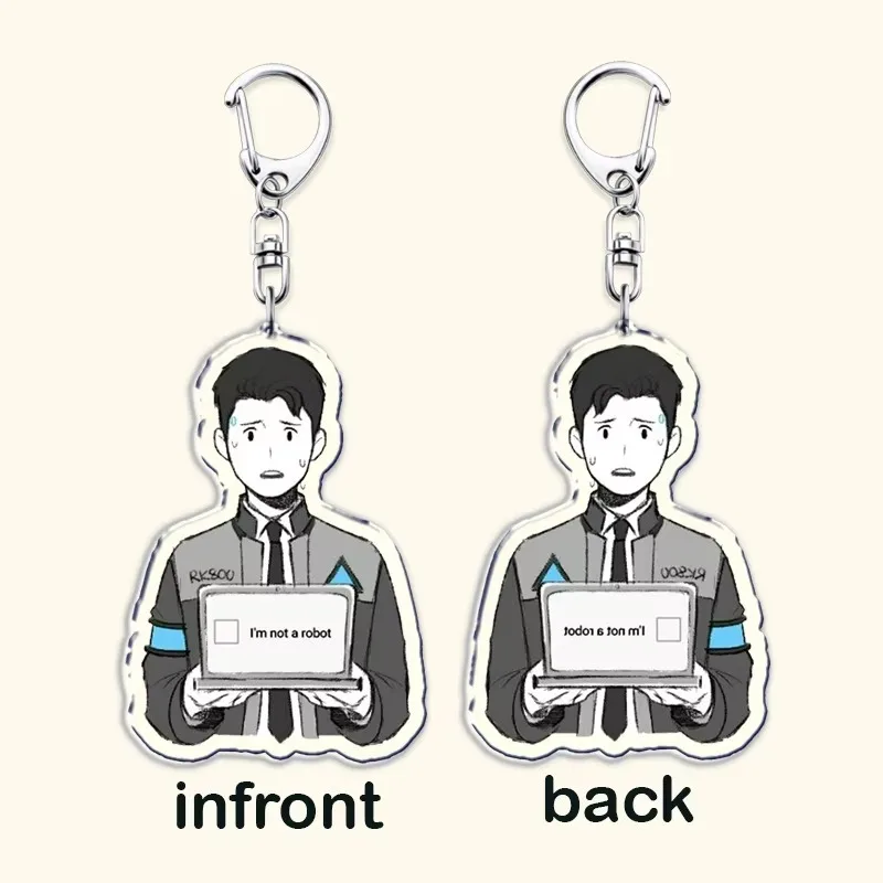 Popular Game Hank and Connor Hug Keychains for Accessories Bag Software Instability Key Chain Ring Gifts Gamer Friends Keyrings