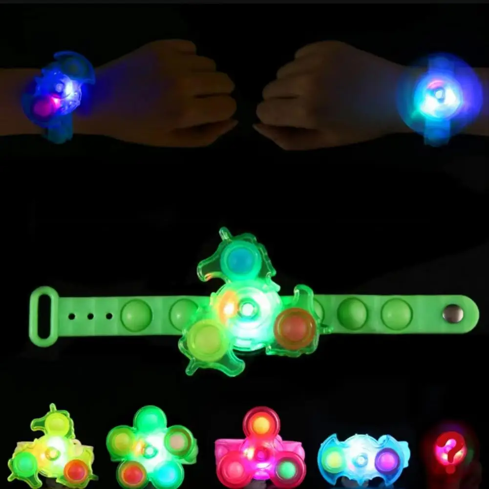 Carnival Prizes for Children Glowing Top Party Supplies 12pcs Led Light Up Fidget Spinner Bracelets for Kids for Classroom