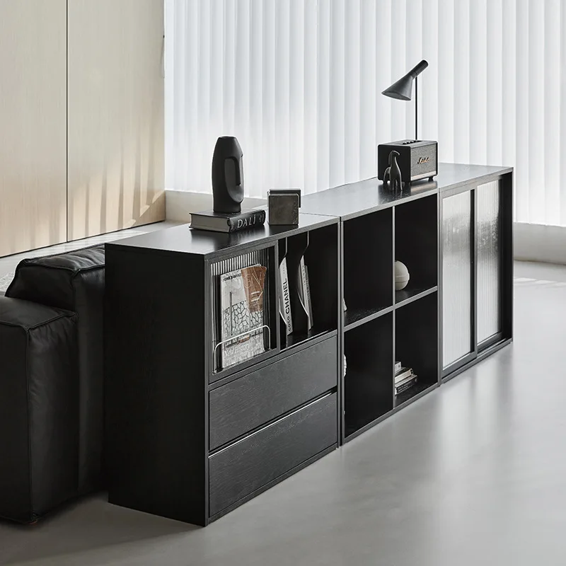 モダンなシンプル無垢材ダイニングサイドキャビネット、小さなアパートのリビングルーム用収納ロッカー