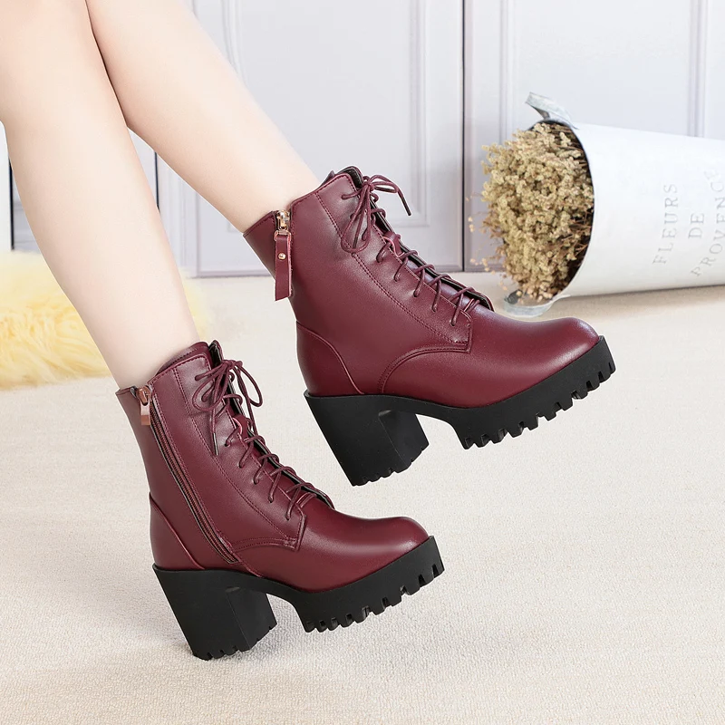 AIYUQI Frauen nackte stiefel 2025, neue echtes leder frauen stiefel natürliche wolle warme frauen winter nackte stiefel winter frauen schuh