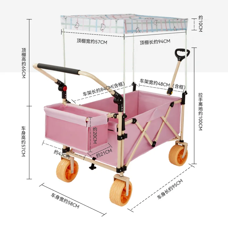 2024 New Design Outdoor Camping Hand Carts Foldable Picnic Cart Shopping Cart High Quality Trolley