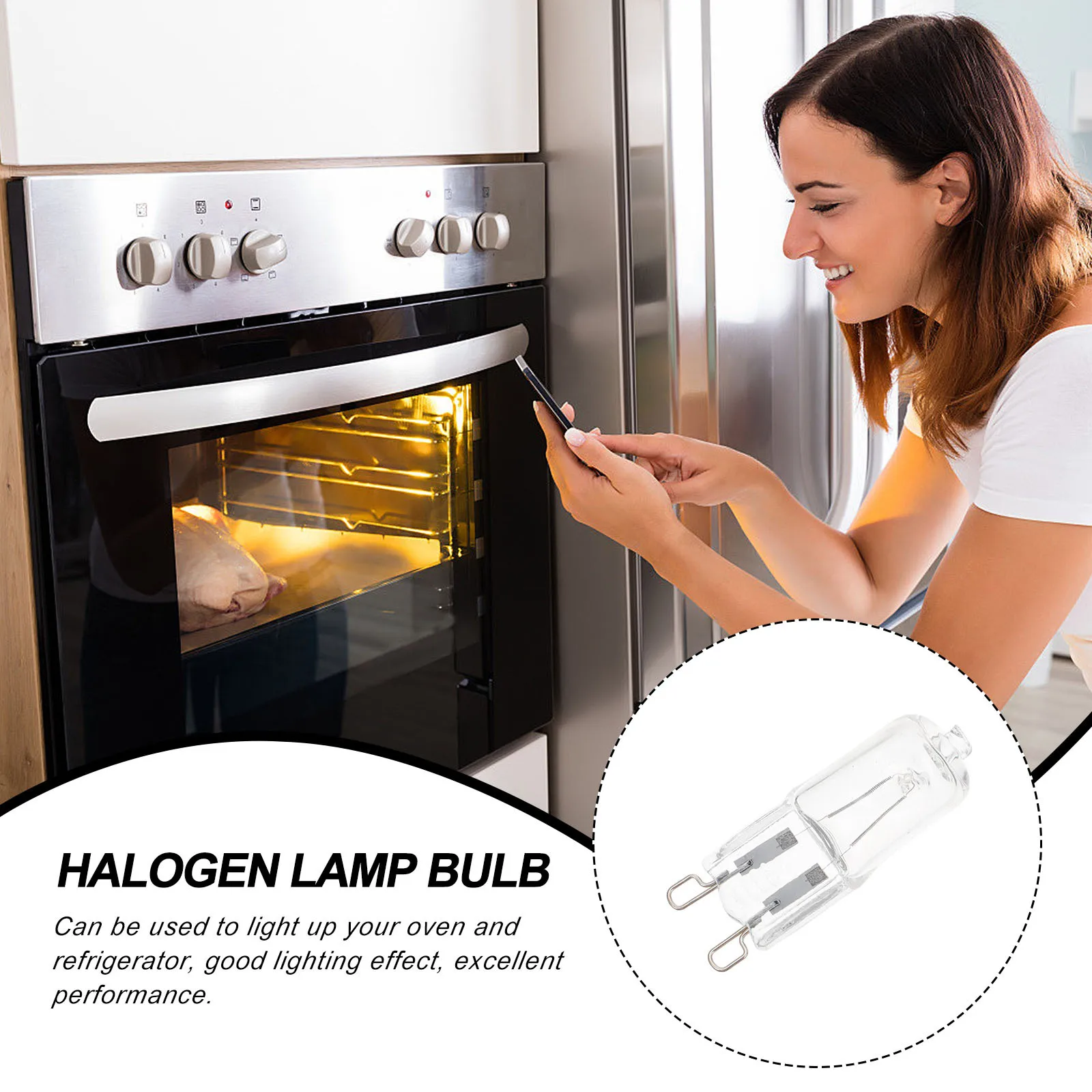 

6Pcs Oven Halogen Bulb G9 40W Glass High Replacement Light Bulb for Oven Refrigerator G9 Halogen Lamp