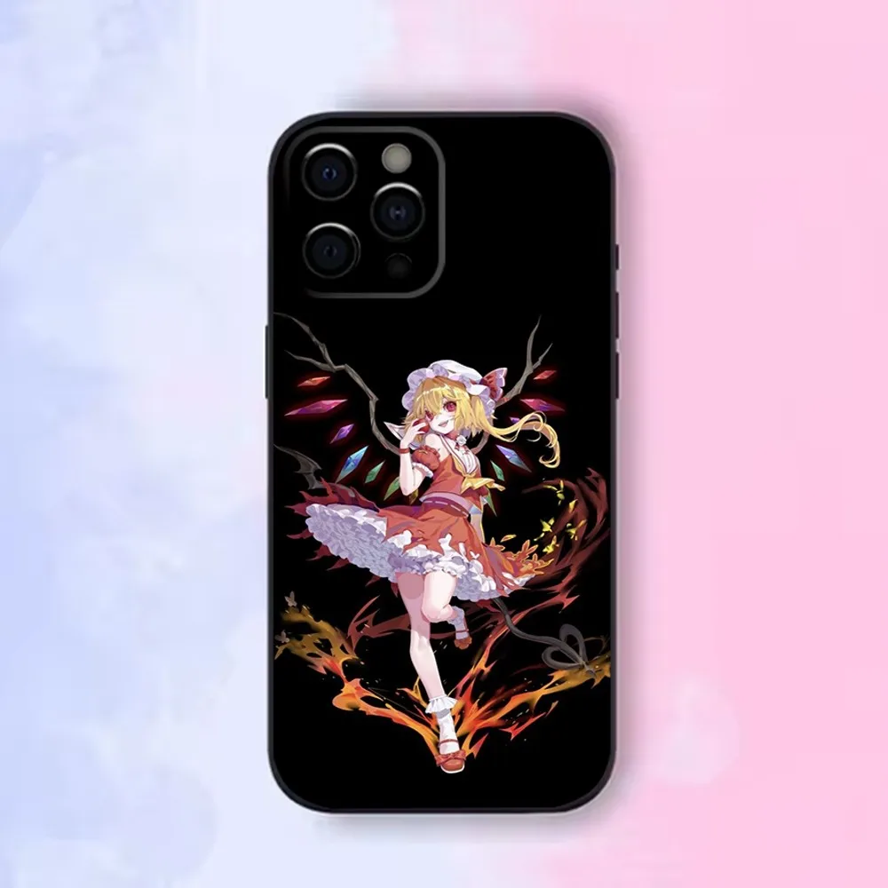 TouHou P-Project Flandre Scarlet Phone Case For iPhone16,15,14,13,12 Mini 11 Pro XR,X,XS,MAX 7,8 Plus Silicone Cover Soft Black