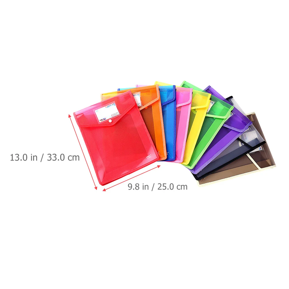10 قطعة مجلد ملفات مادة Pp خفيفة الوزن A4 حقيبة مستندات للمدرسة والمكتب والأعمال منظم التخزين المحمول