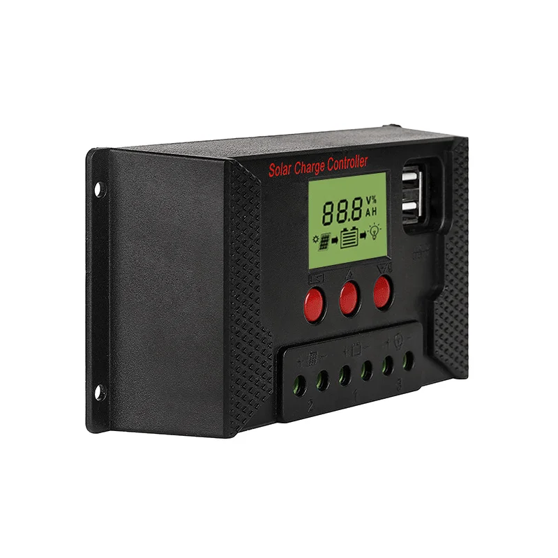 10A-100A Solar Controller Adaptive 12V/24V Lithium Battery/Lead-Acid Battery Charge Discharge PWM USB PV Panel Controller