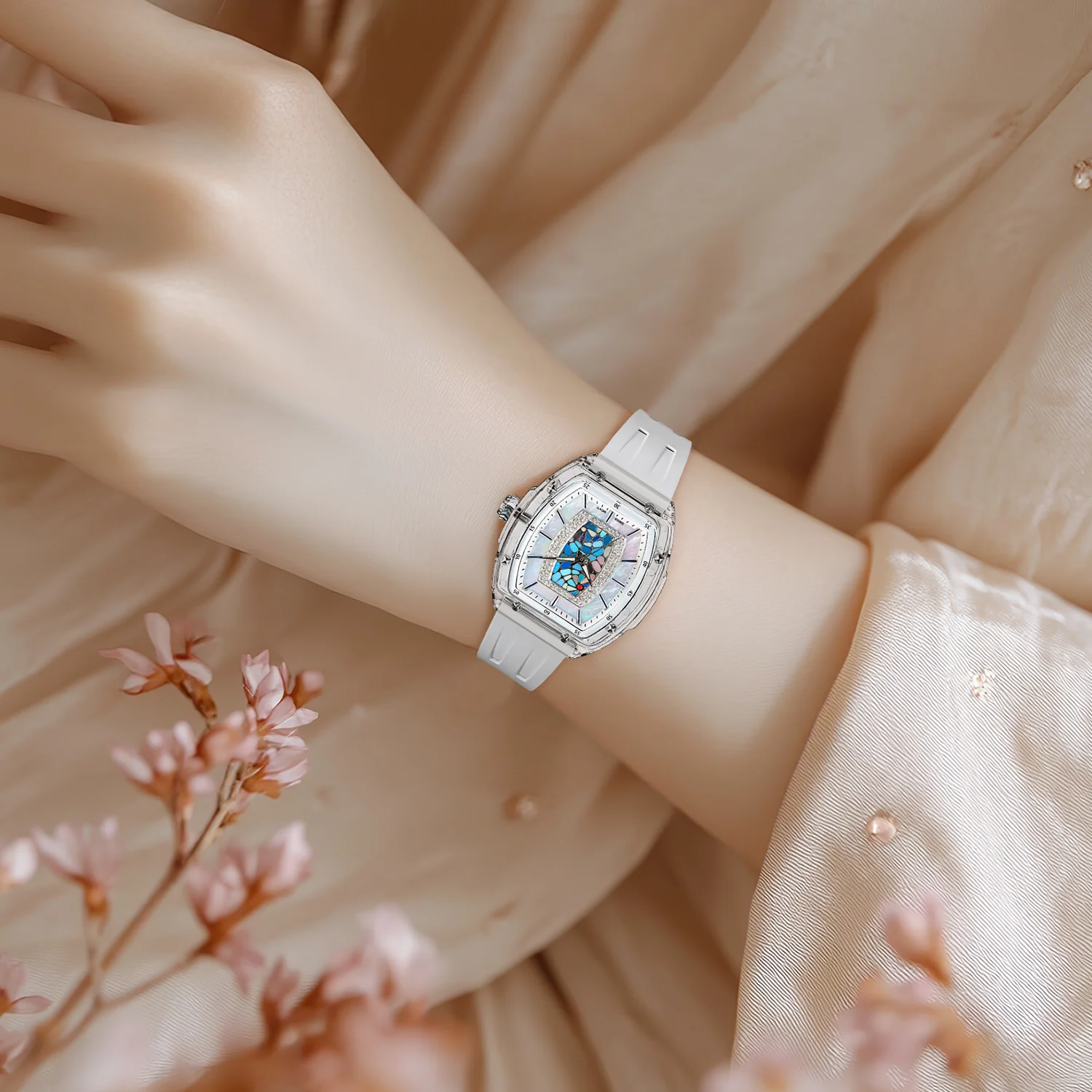 TSAR A Women’s Quartz Watch Swiss Movement Sapphire Crystal Waterproof Luminous Shock Resistant Fluoroelastomer Strap Gift