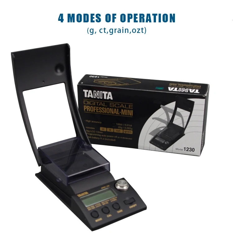 Tanita 1230, tragbare Edelsteinwaage, Mini-Diamantwaage mit Zugluftschild, faltbar, fester Einband, 0,01 Karat Präzision für Juweliere – Detail 7
