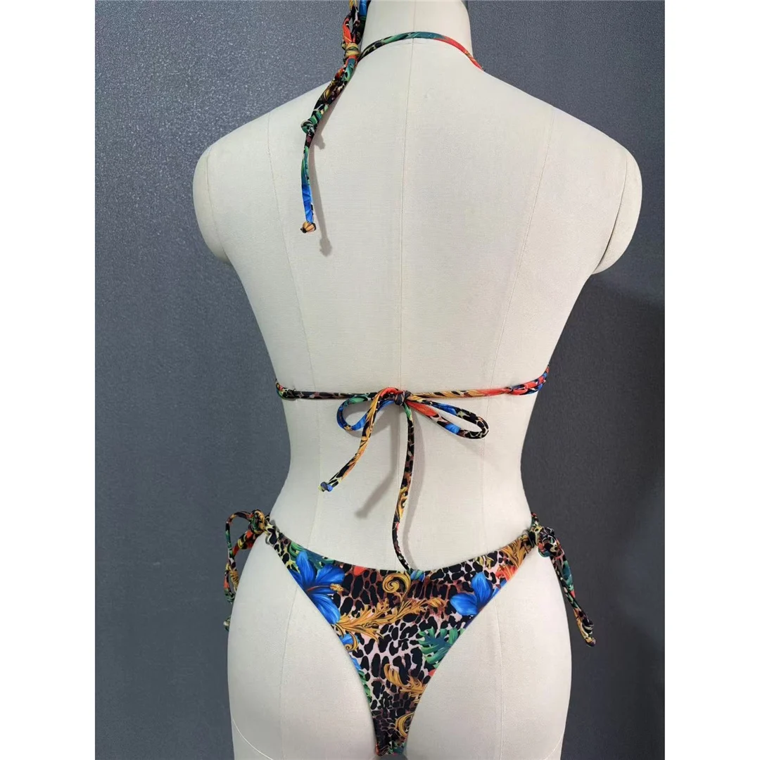 S - XL, mit Blumenmuster bedruckter Bikini mit Trägern, Damen-Badebekleidung, zweiteiliger Bikini-Set, Badeanzug, Badebekleidung, Modell V6177. – Detail 13