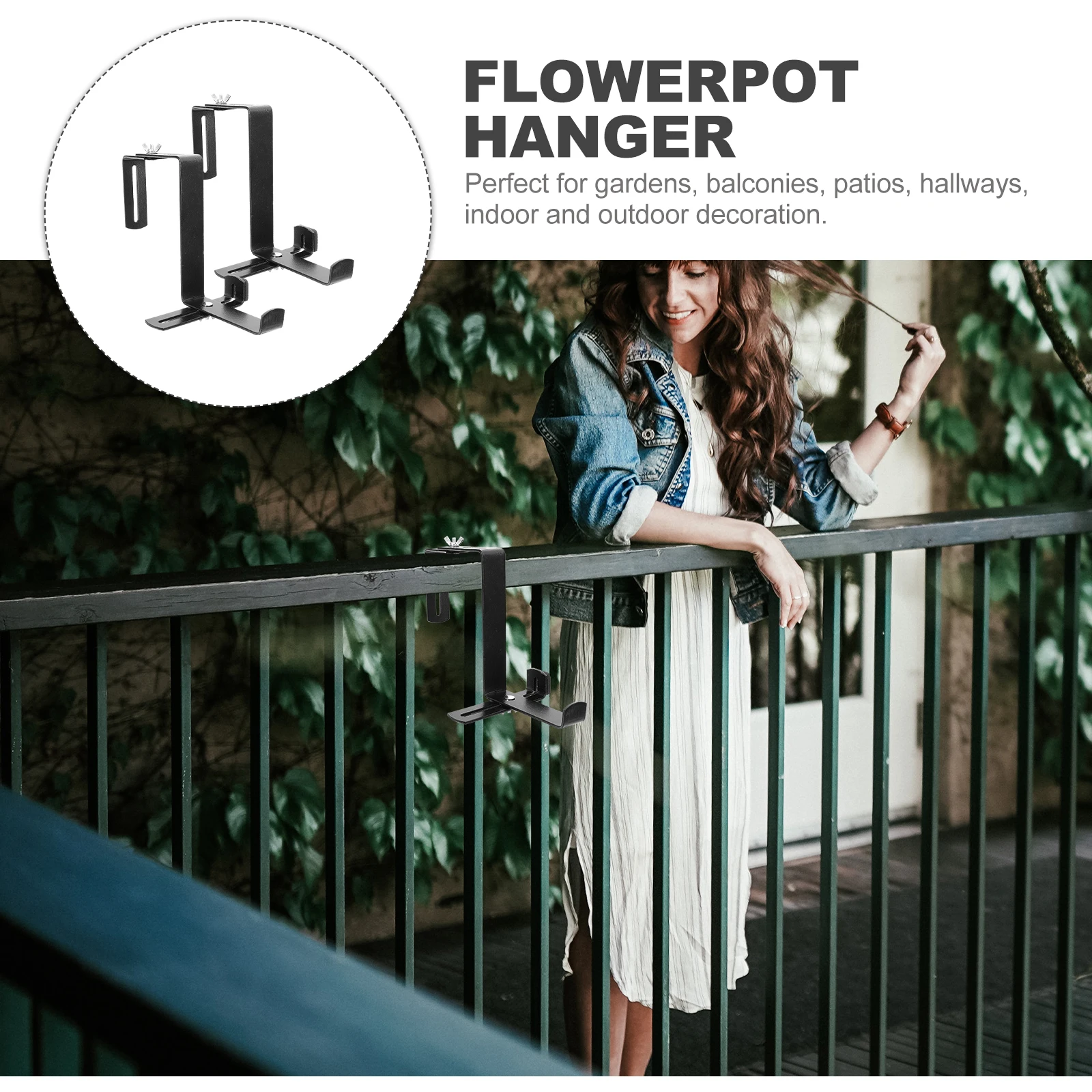 

2 Pcs Hook Flower Pot Hanger Plants Hanging Bracket Railing Planter Balcony Holder Metal Outdoor Plant Hanger