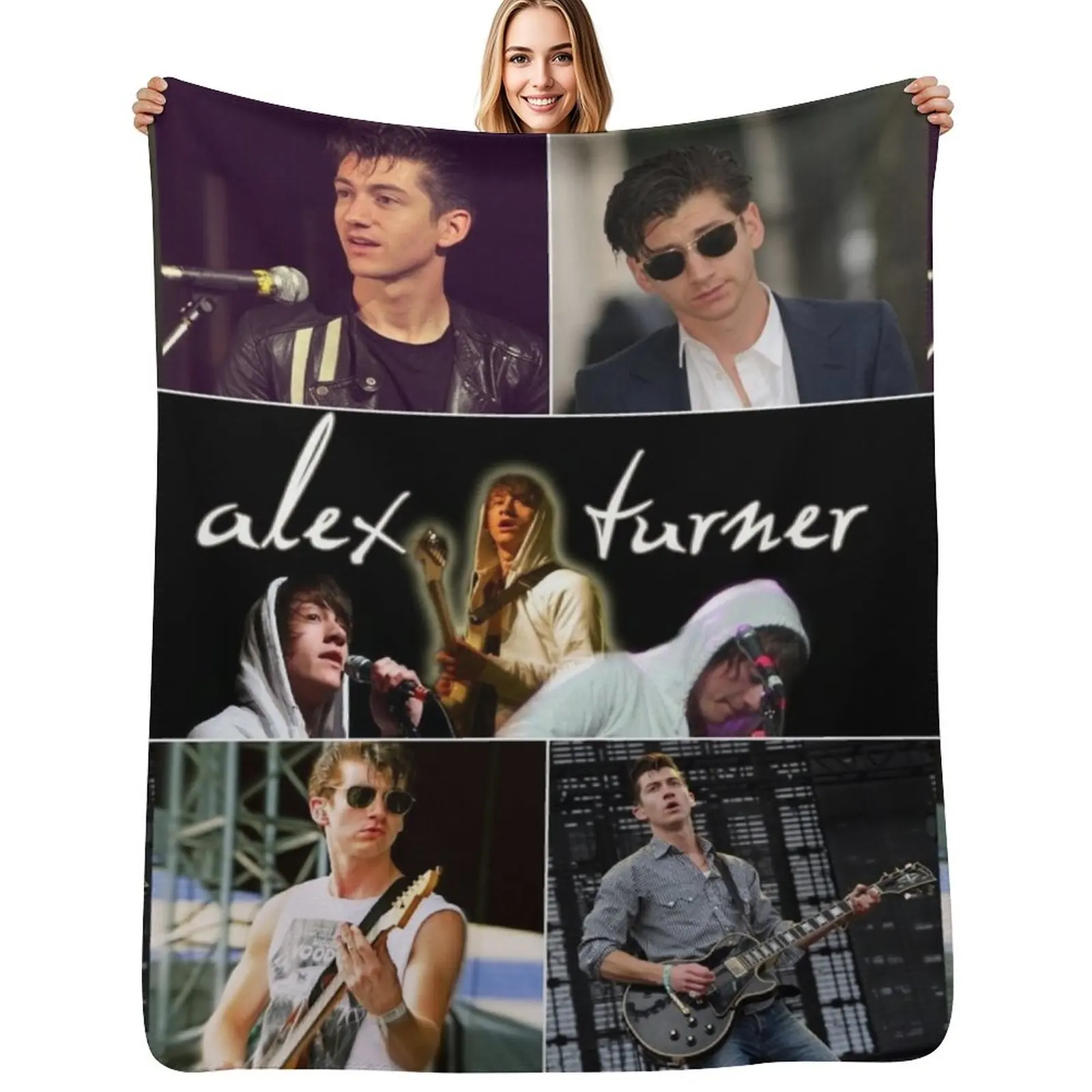 

Alex Turner English musician Beautiful Aesthetic Collage - 1 Throw Blanket Nap for winter Plaid Blankets