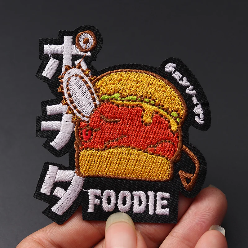 Chainsaw Man Hamburg Size: 9.7x8.6cm Patches Clothe Embroidery Applique Sewing Supplies Decorative Badges