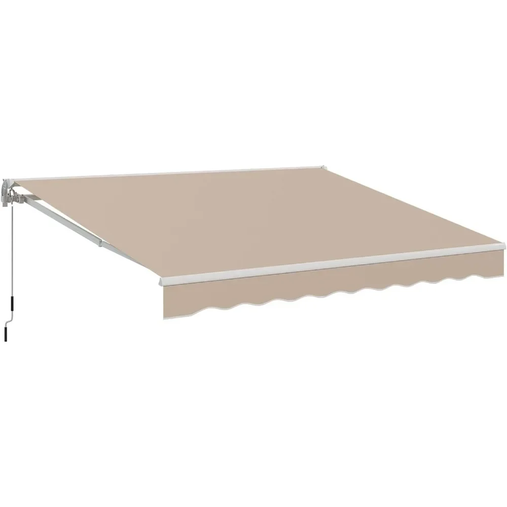 13'x8' Patio Awning, 13'x8' Manual Awnings for Patio Shade Shelter, Retractable Awnings with Crank Handle for Deck, Awning