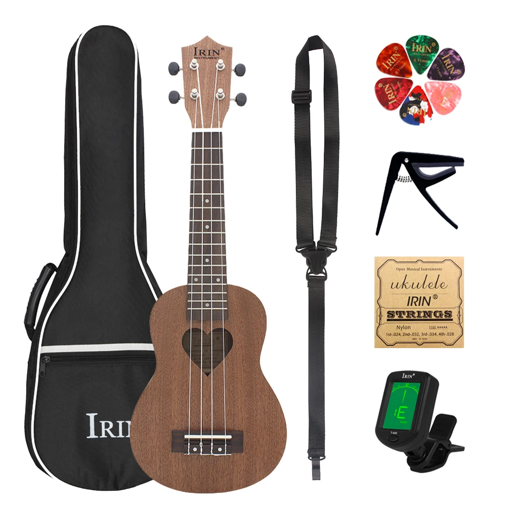 

IRIN 21 Inch Ukulele 4 Strings Hawaiian Guitar Sapele Love shape Guitarra Ukulele With Bag Strings Tuner Capo Parts & Accessory