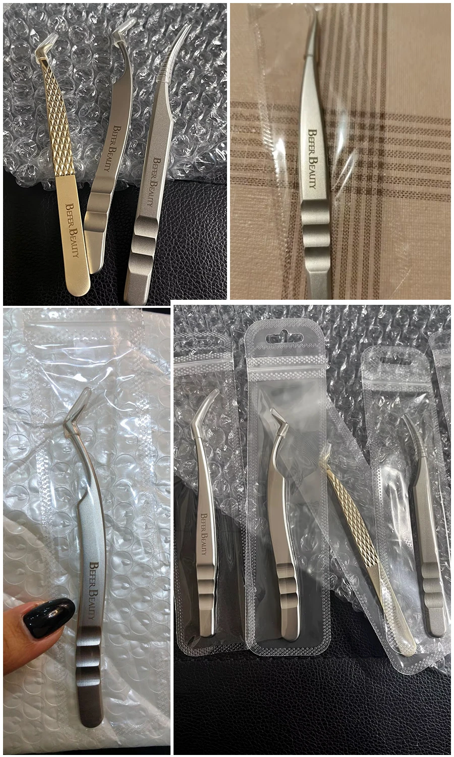 Antistatische Pinzette, Wimpernverlängerung, professionelle hochpräzise Volumenpinzette, Pinzette aus Edelstahl, rutschfestes Make-up-Werkzeug – Detail 3