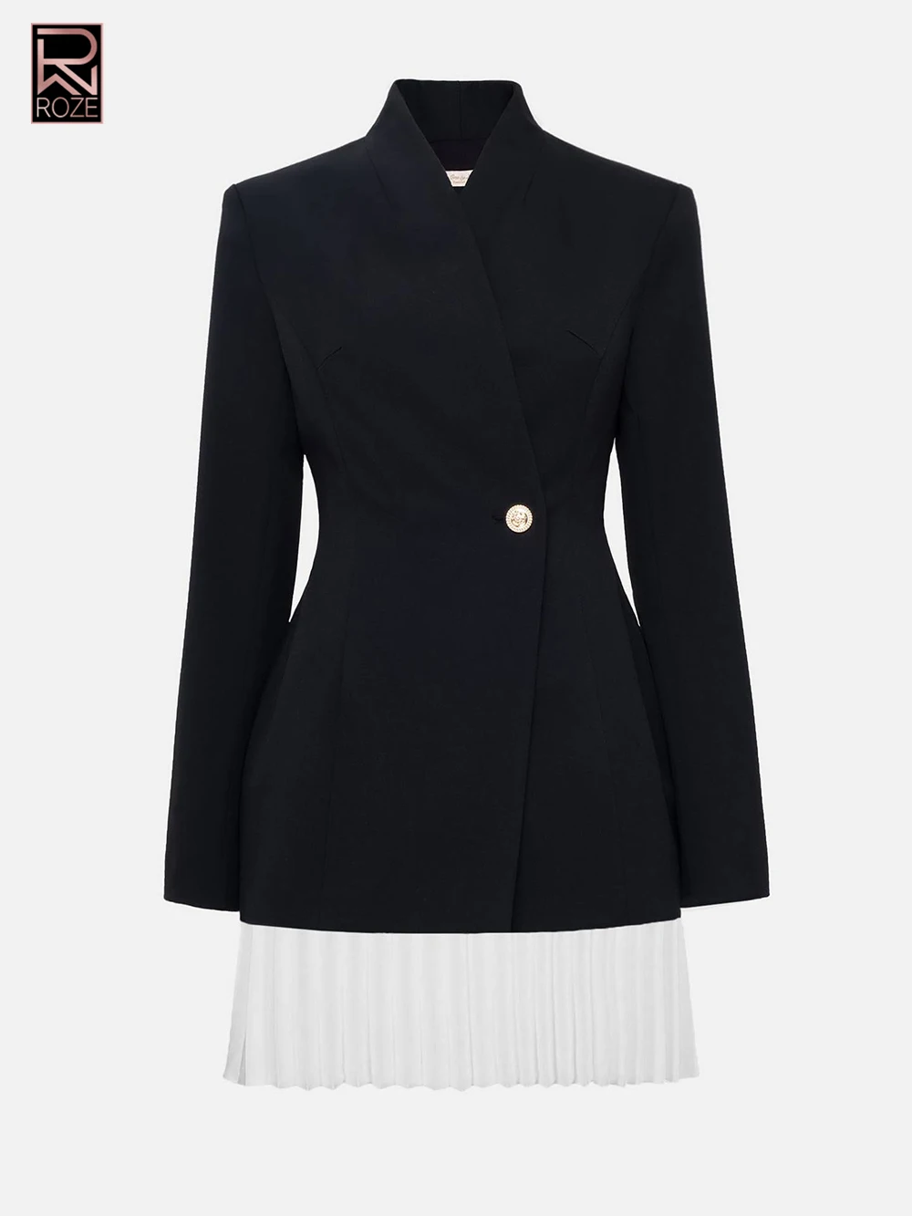 

Female Suit Dress 2025 Autumn New Style Temperament Office Slim Fit Patchwork Pleated Hem Mini Dress For Women