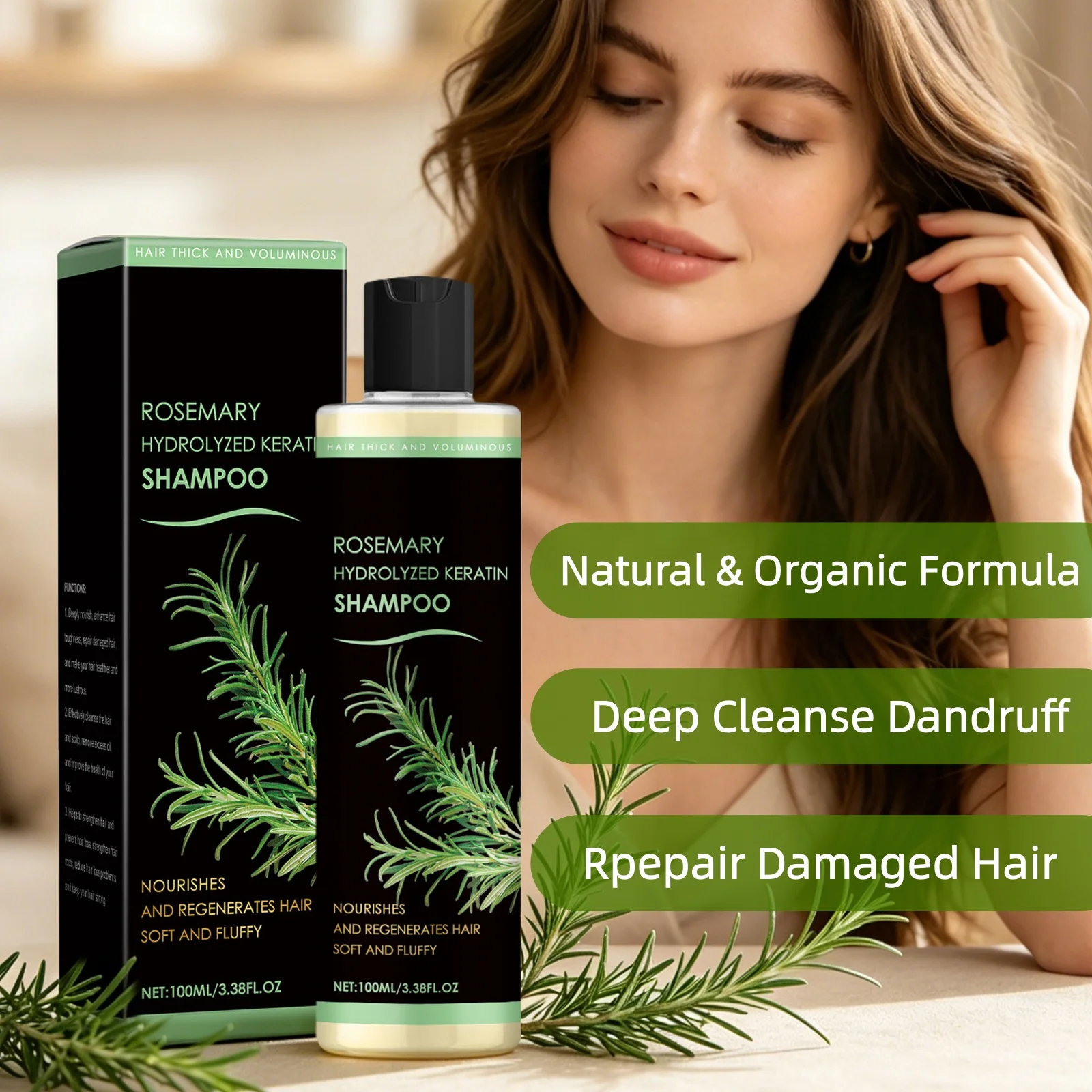 Rosemary Natural Shampoo Deep Cleanse Dandruff Nourish Scalp Repair Damaged Oil Control Hair Thickening Shampoo For Men & Women