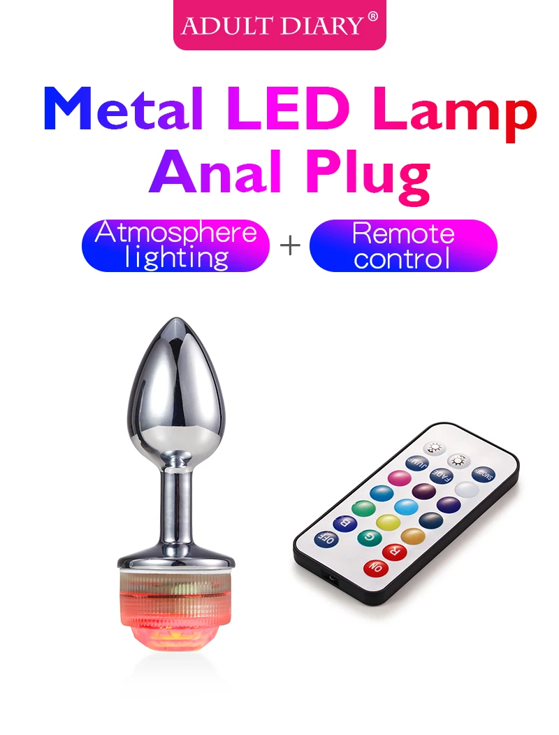 Wireless Remote Control Metal Luminous Anal Plug Prostate Massage Butt Plug with LED Anal Tail Sex Toy Adult Products for Women