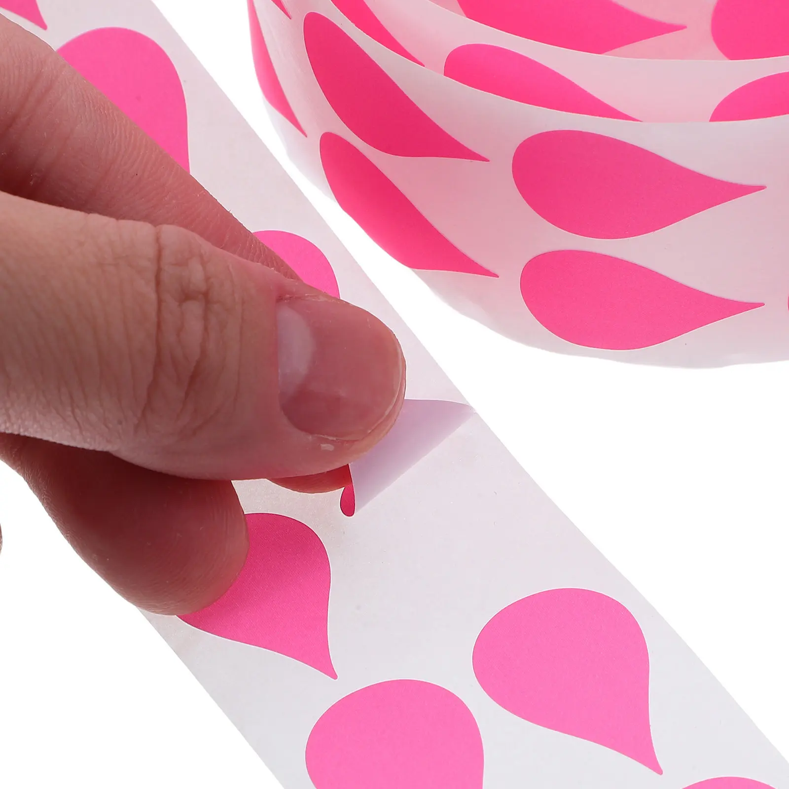 Writable Fluorescent Teardrop Labels 2 Rolls Bright Color Coding Stickers for Pantry Organizing School Library Supplies Office