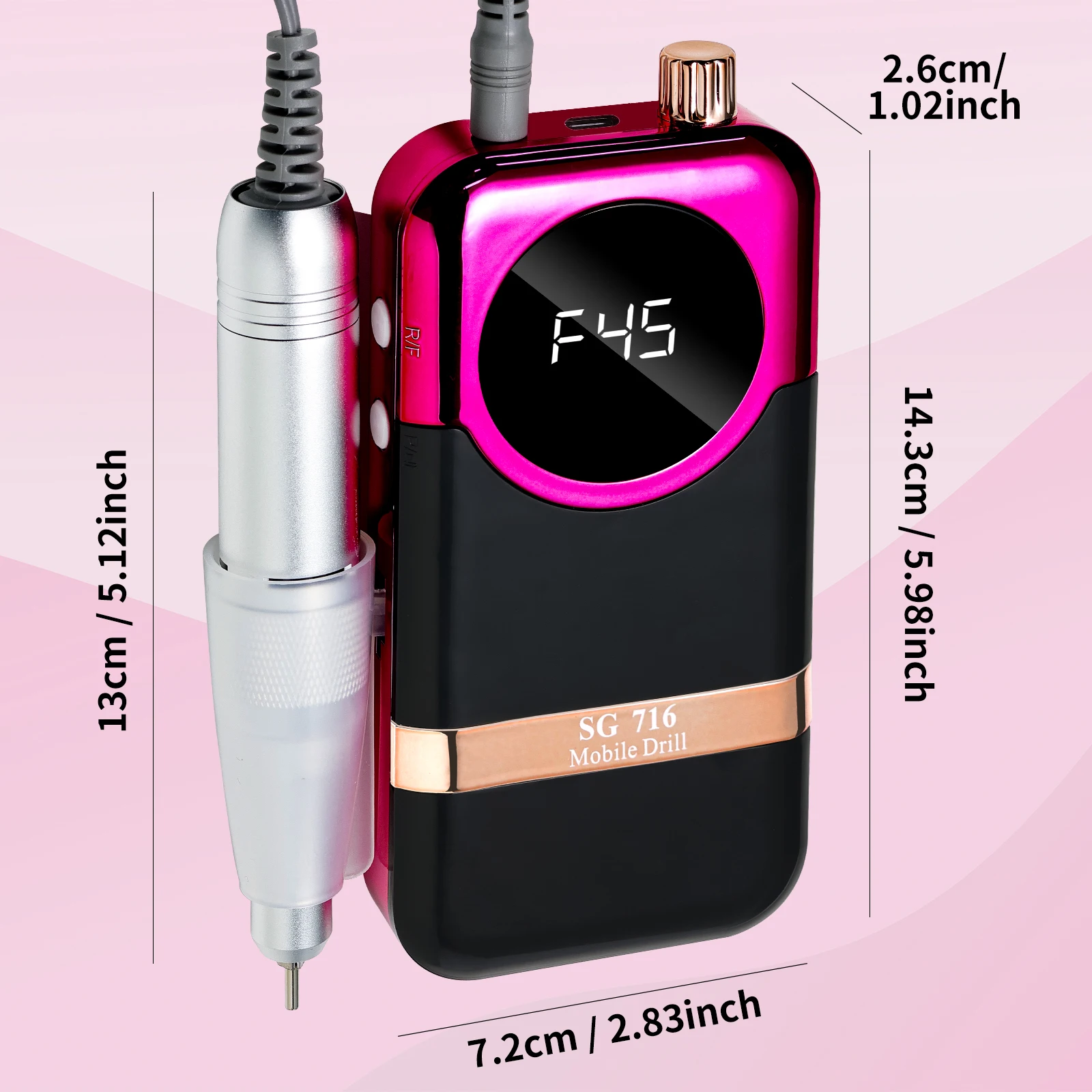 プロのネイルドリルマシンキット充電式 45000RPM 電気ネイルサンダーファイルマニキュアジェルポリッシュ削除研削用