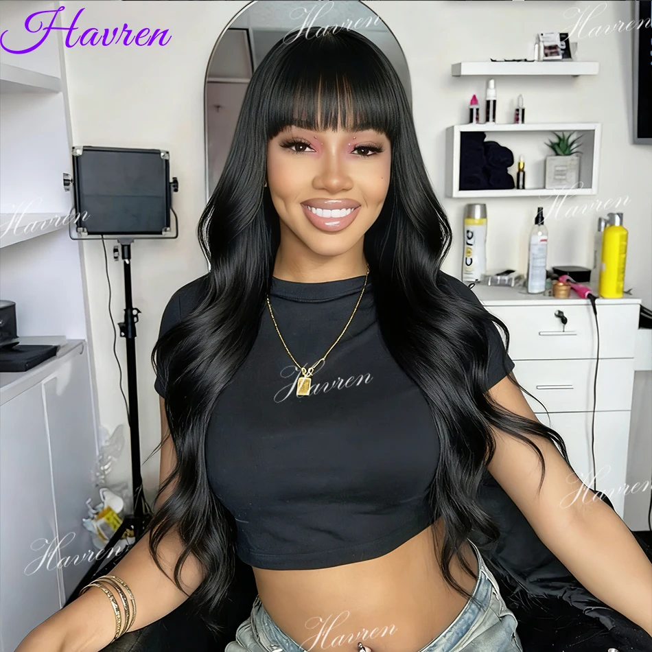 

Парик из натуральных волос 3X1 Body Wave с челкой, с центральным пробором, на кружевной основе, 100% машинная работа, 30-32 дюйма, бразильские волосы, для женщин