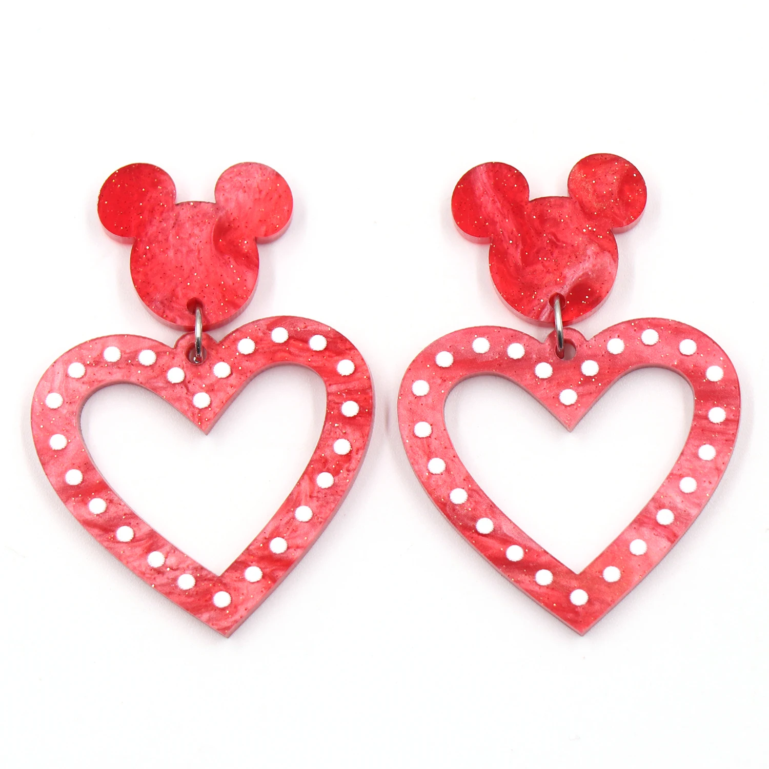 1Pair New product CN Drop heart mouse Valentine\'s Day TRENDY Acrylic Earrings Jewelry for women