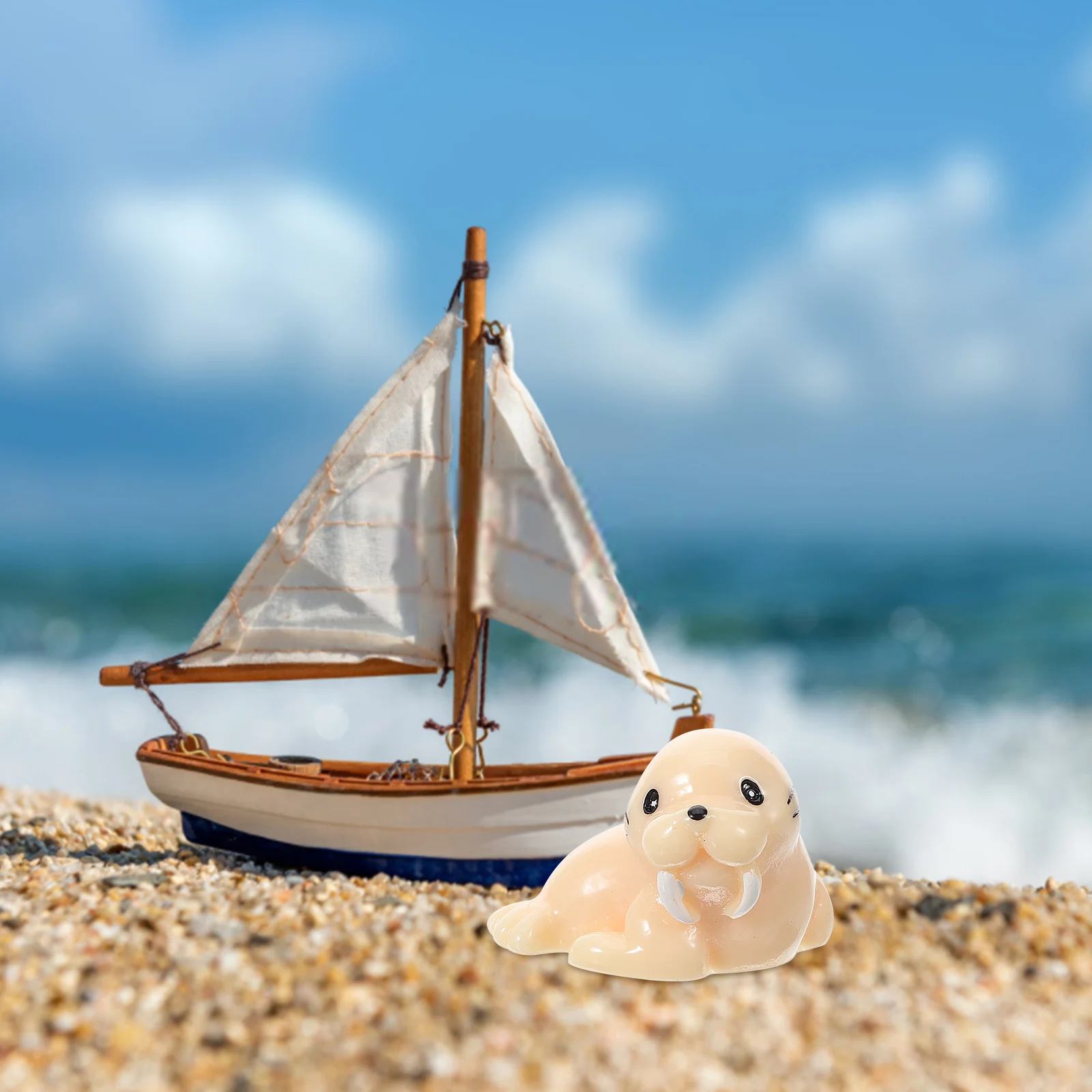 

6pcs Ocean World Decoration Resin Elephant Seal Marine Life For Home Garden Desktop Craft Ornament Animal Statue Educational