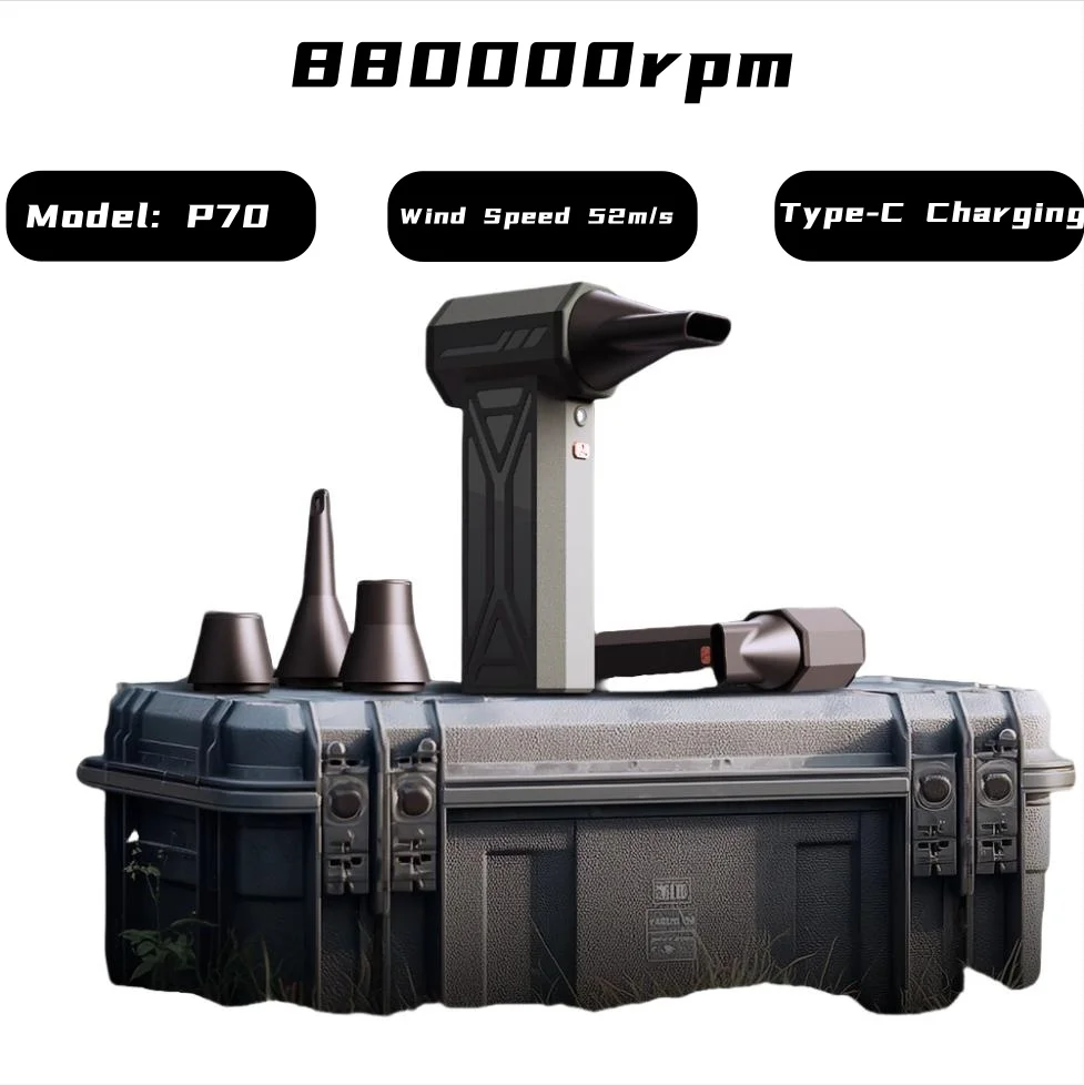 

P70 Outdoor Portable Blower Turbo Fan 160g Wind Pressure Powerful Dust Blower Vacuum JetFan With LED Lighting Battery Display