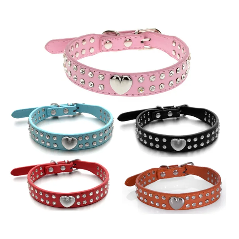 Shiny Rhinestone Pet Collar Love Dog Collar Comfortable Leather Dog Leash Italian Greyhound/Whippet Collar