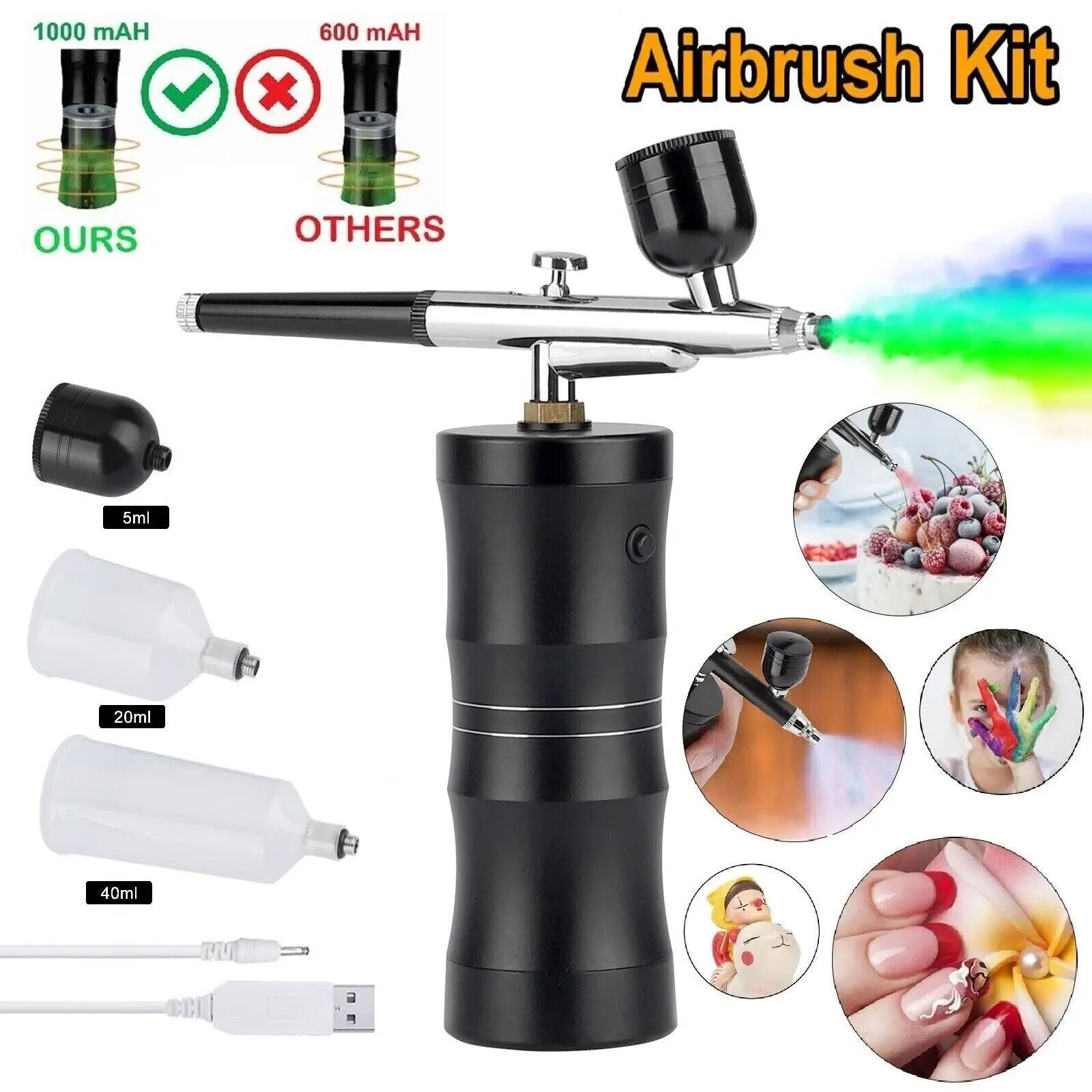 

Portable Air Compressor Kit Airbrush Paint Spray Gun Nail Art Tattoo Airbrush