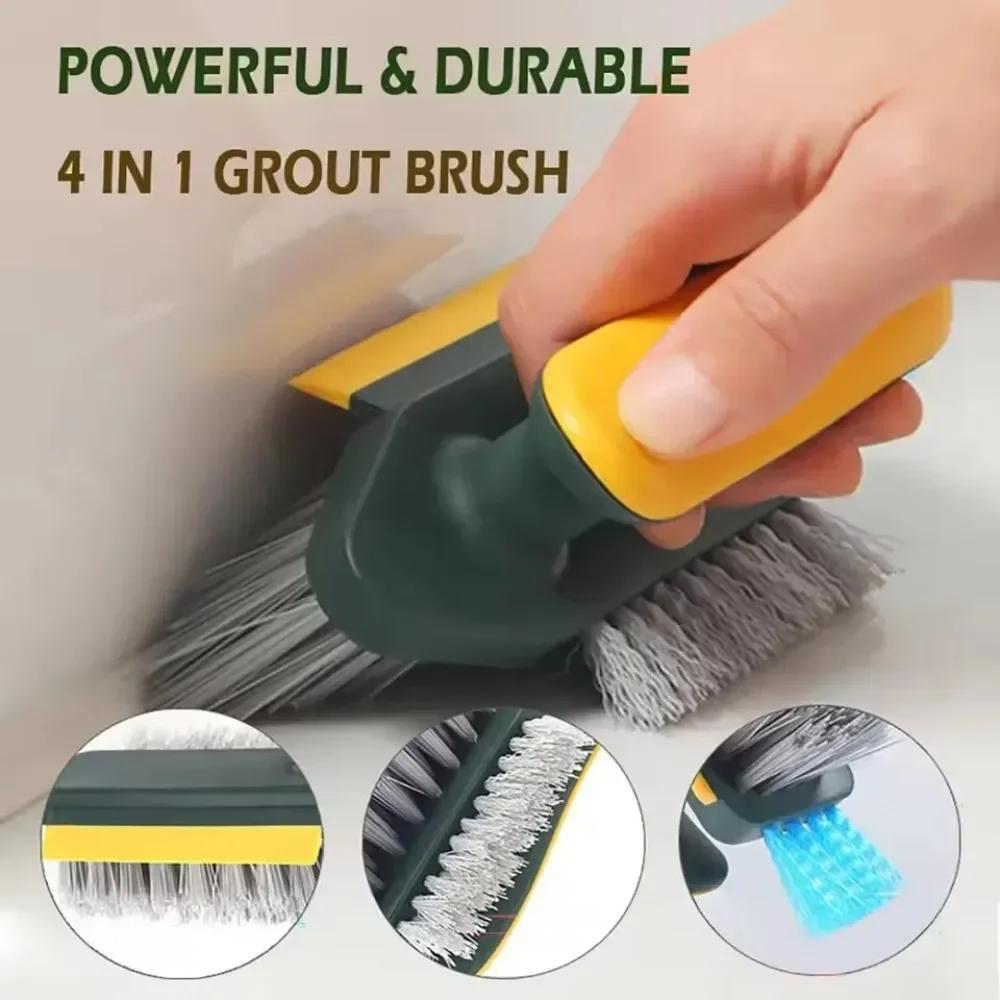 V-förmige Fugenreinigungsbürste 4-in-1 Multifunktionaler Eckschrubber für Haus Küche Bad Toilette Fliesen Bodenreinigung
